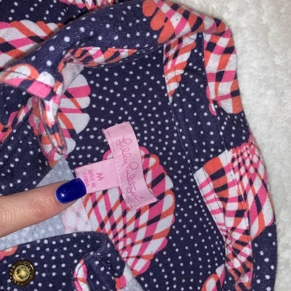 Lilly Pulitzer Navy and Pink Patterned Shirt - Picture 3 of 3